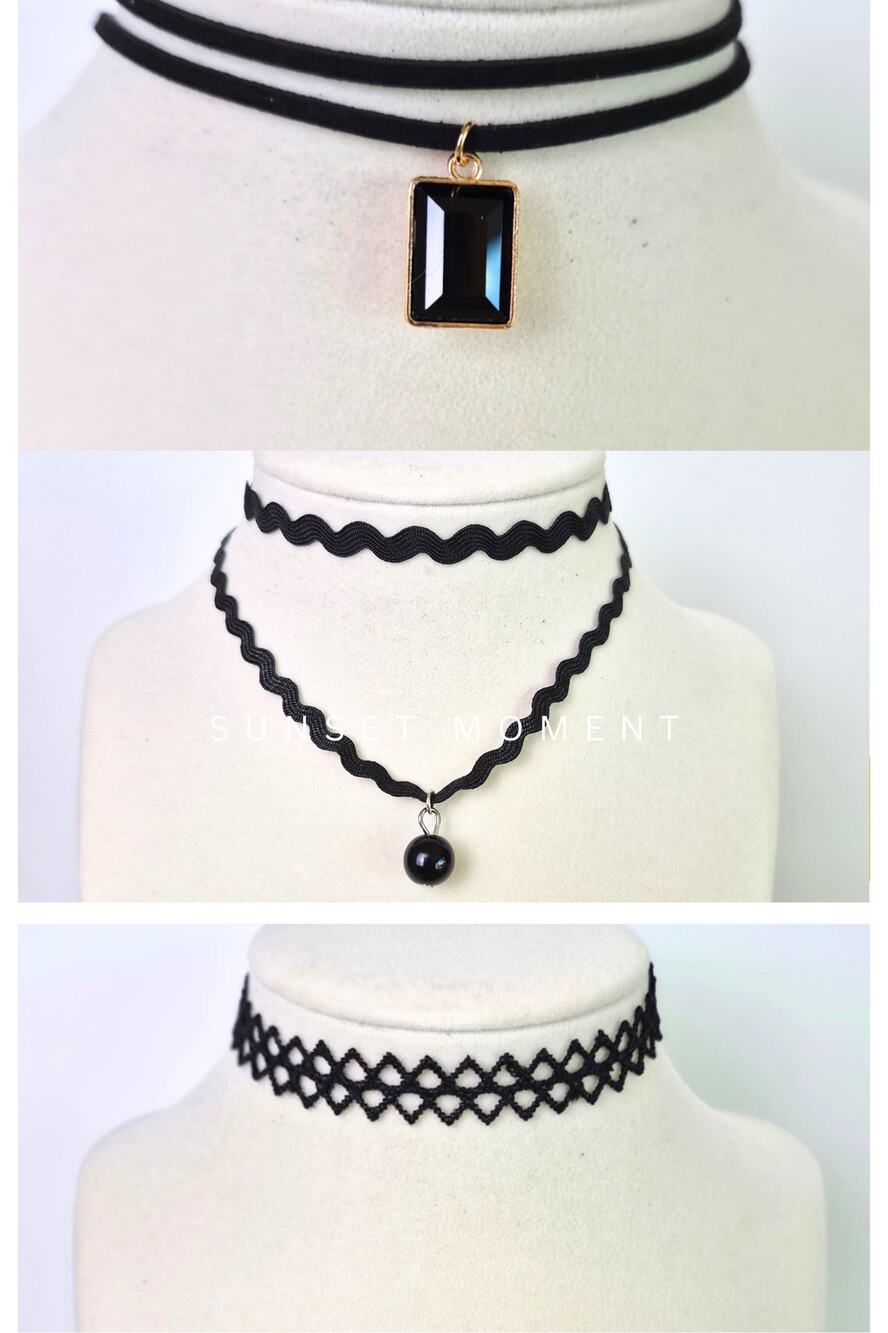 Choker Necklace Black Set of 3 Beaded Drop NWT Gothic Witchy Grunge Edgy